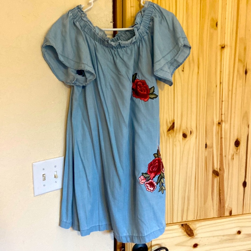Light blue denim floral dress